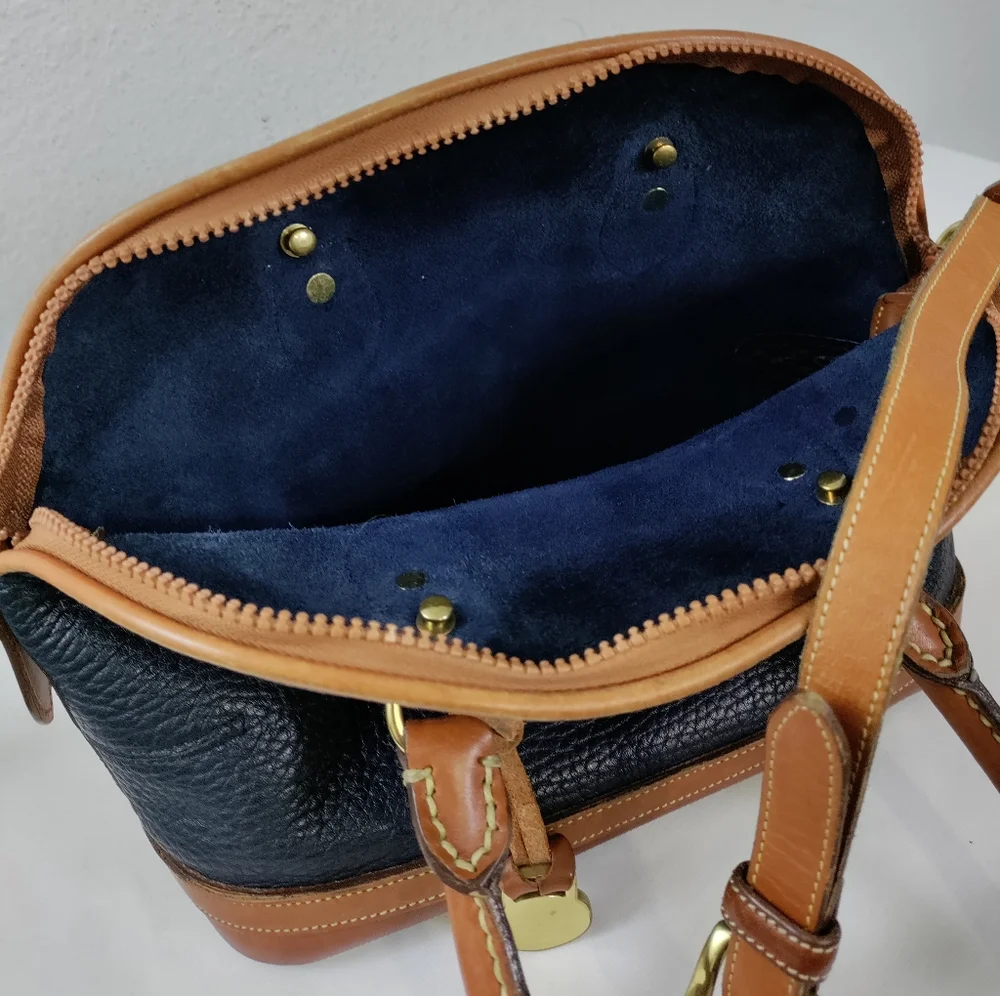 Dooney & Bourke Vintage Norfolk AWL Navy Blue Dome Satchel - Picture 13 of 13